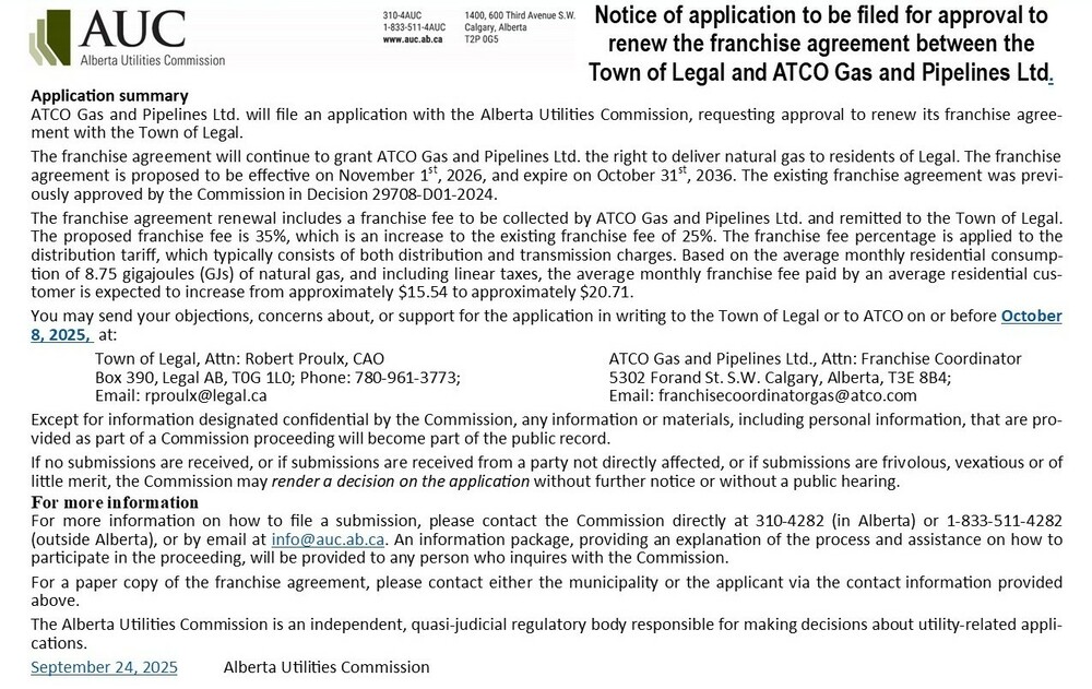ATCO Gas &amp; Pipelines Franchise Renewal